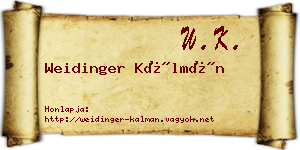 Weidinger Kálmán névjegykártya